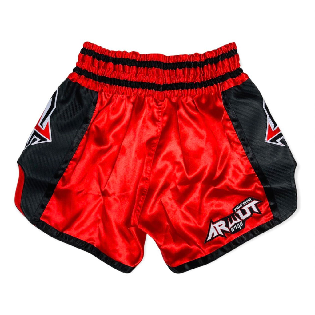 Arwut BS3 boxing shorts, kleur Rood/Zwart, achterkant