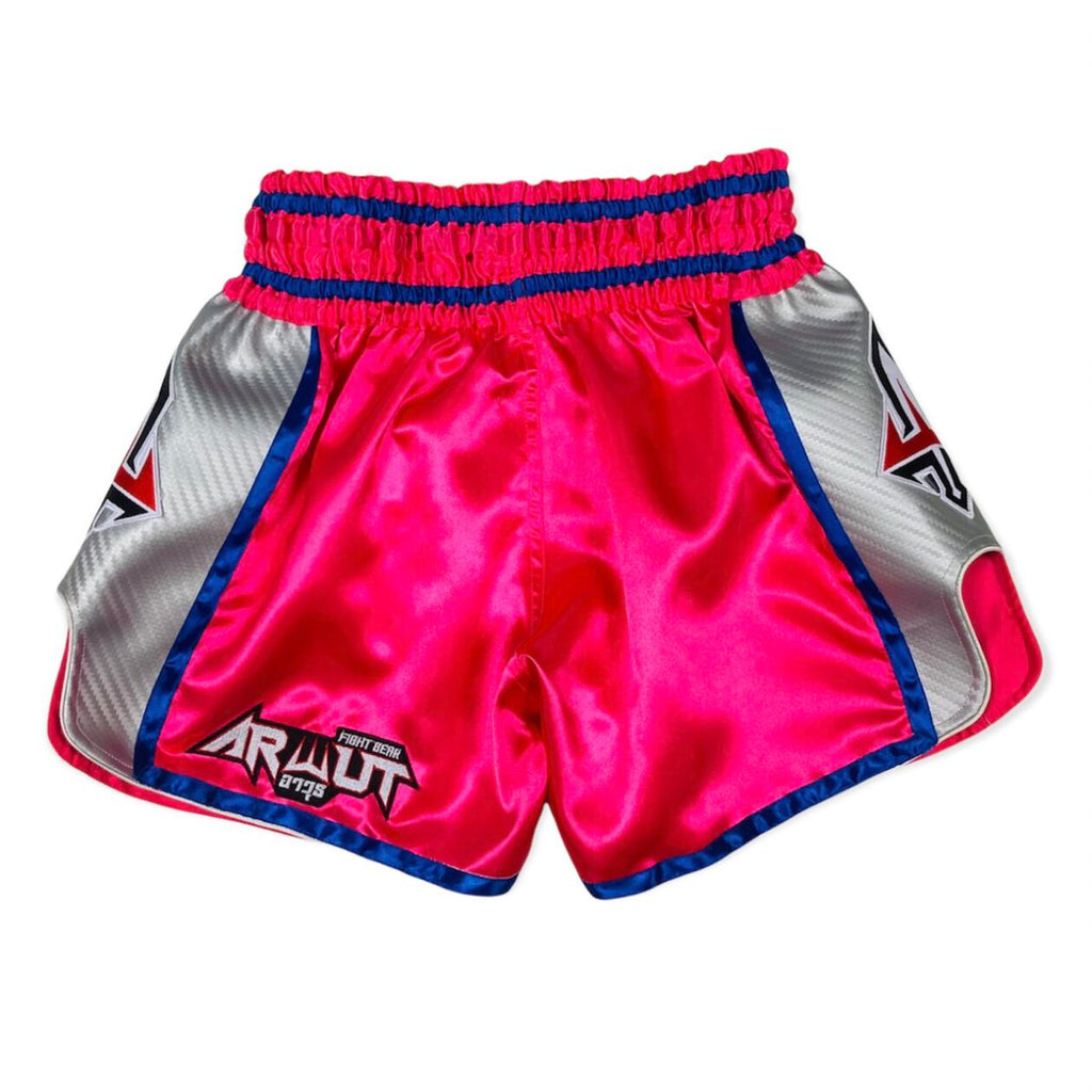 Arwut BS3 boxing shorts, kleur Roze/Grijs, achterkant