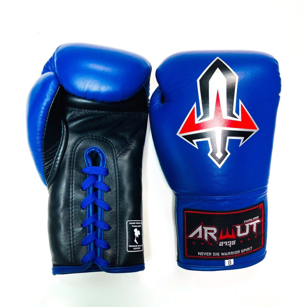 Arwut lace-up bokshandschoenen, kleur Blauw, voor- en achterkant