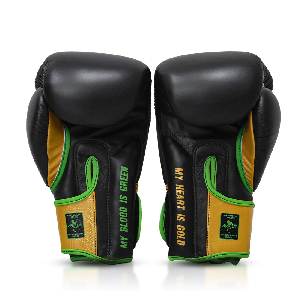 Arwut x WBC BG3 bokshandschoenen, kleur Zwart/Goud, achterkant