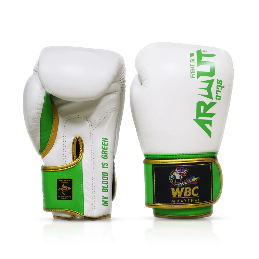 Arwut x WBC BG3 bokshandschoenen, kleur Wit/Groen, voor- en achterkant