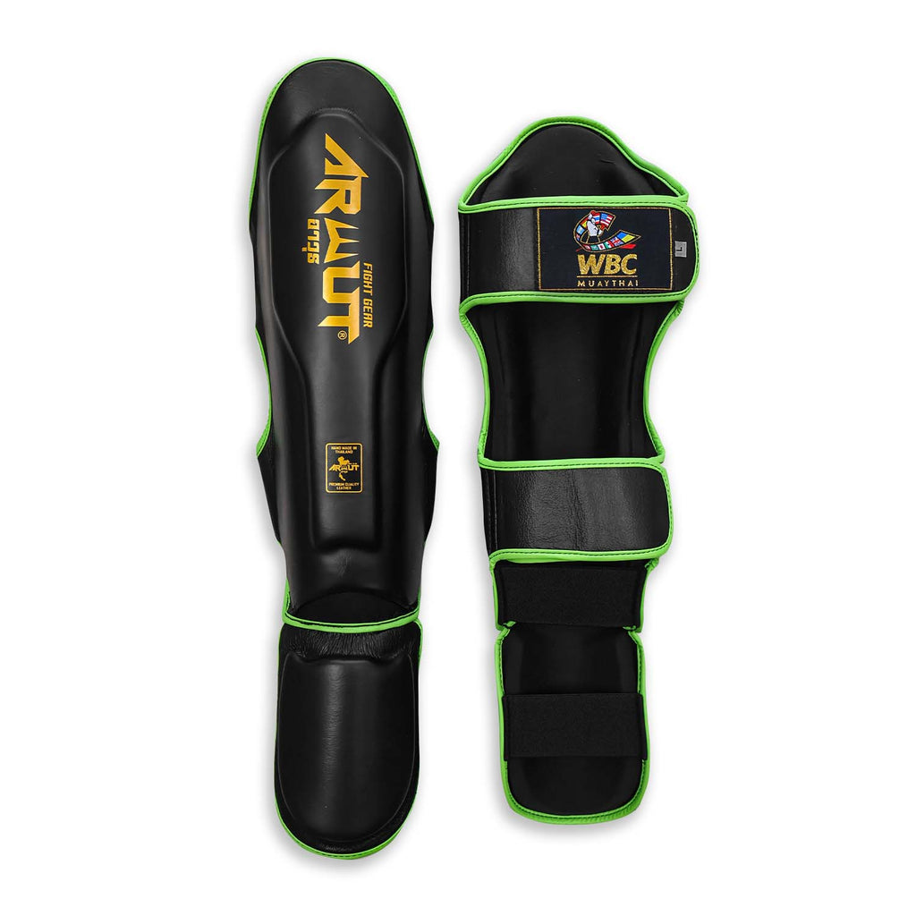 Arwut x WBC SG3 scheenbeschermers, kleur Zwart/Goud, achterkant