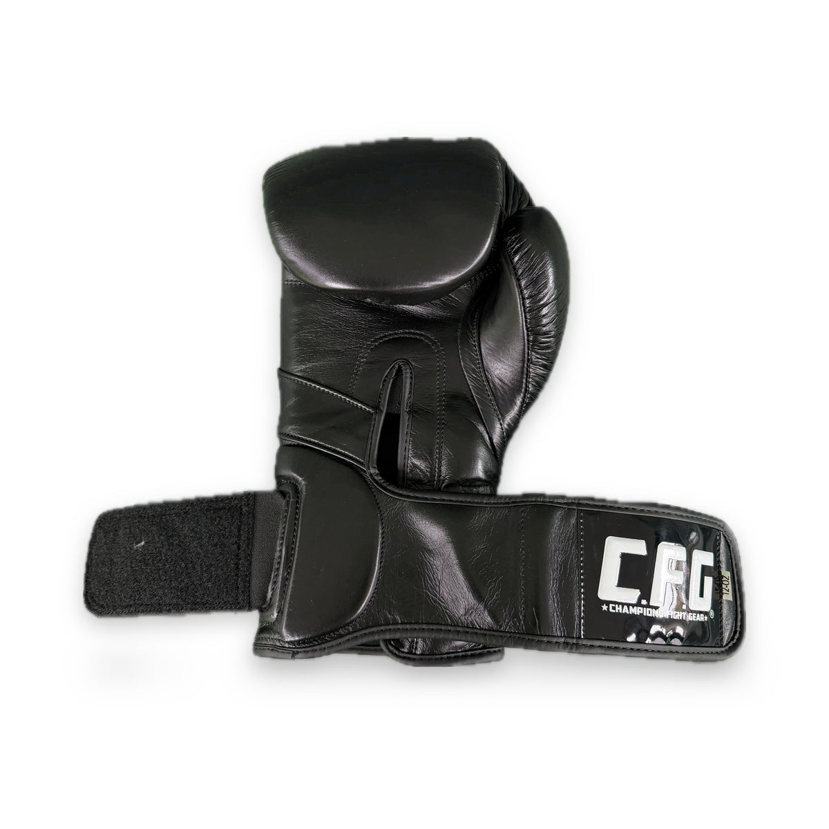 CFG Muay Thai bokshandschoenen, kleur Zwart, sluiting open