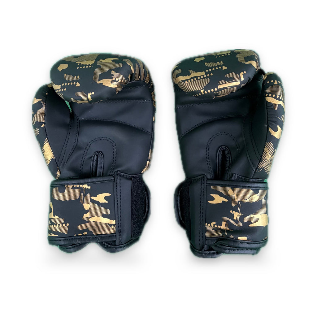 CFG Muay Thai bokshandschoenen kids, kleur Camouflage goud, binnenkant